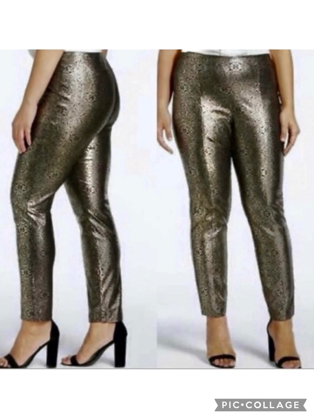 Alfani Pants Gold Metallic Stretch Skinny 24W Cocktail Party Holiday Glam Chic